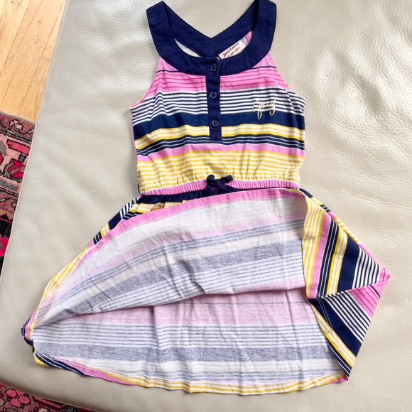 4/5 NWOT Juicy Couture Sleeveless Henley Halter Dress, Pink Navy Yellow Stripes - Picture 10 of 12